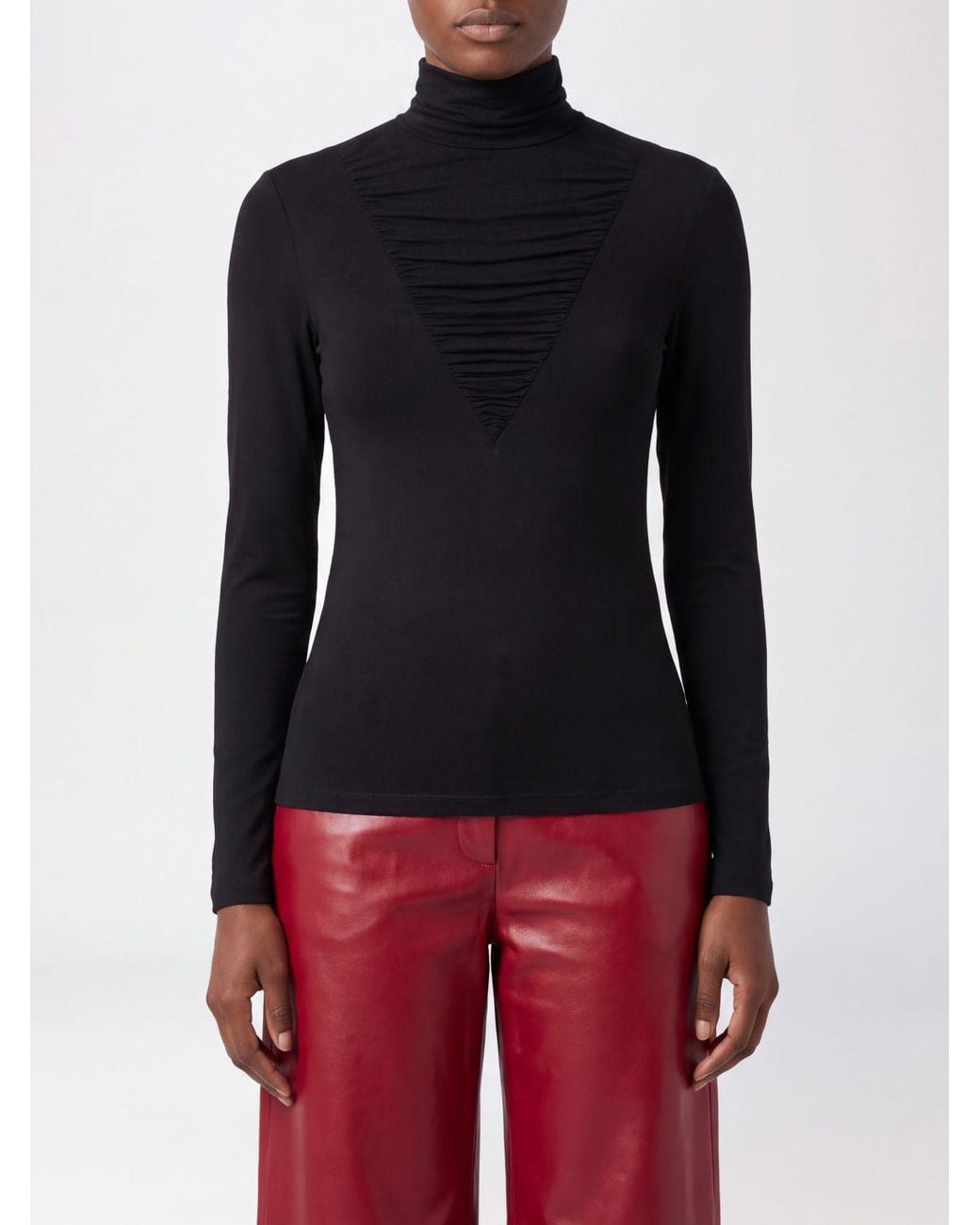 Nissa Red Slim Fit Turtleneck Jumper