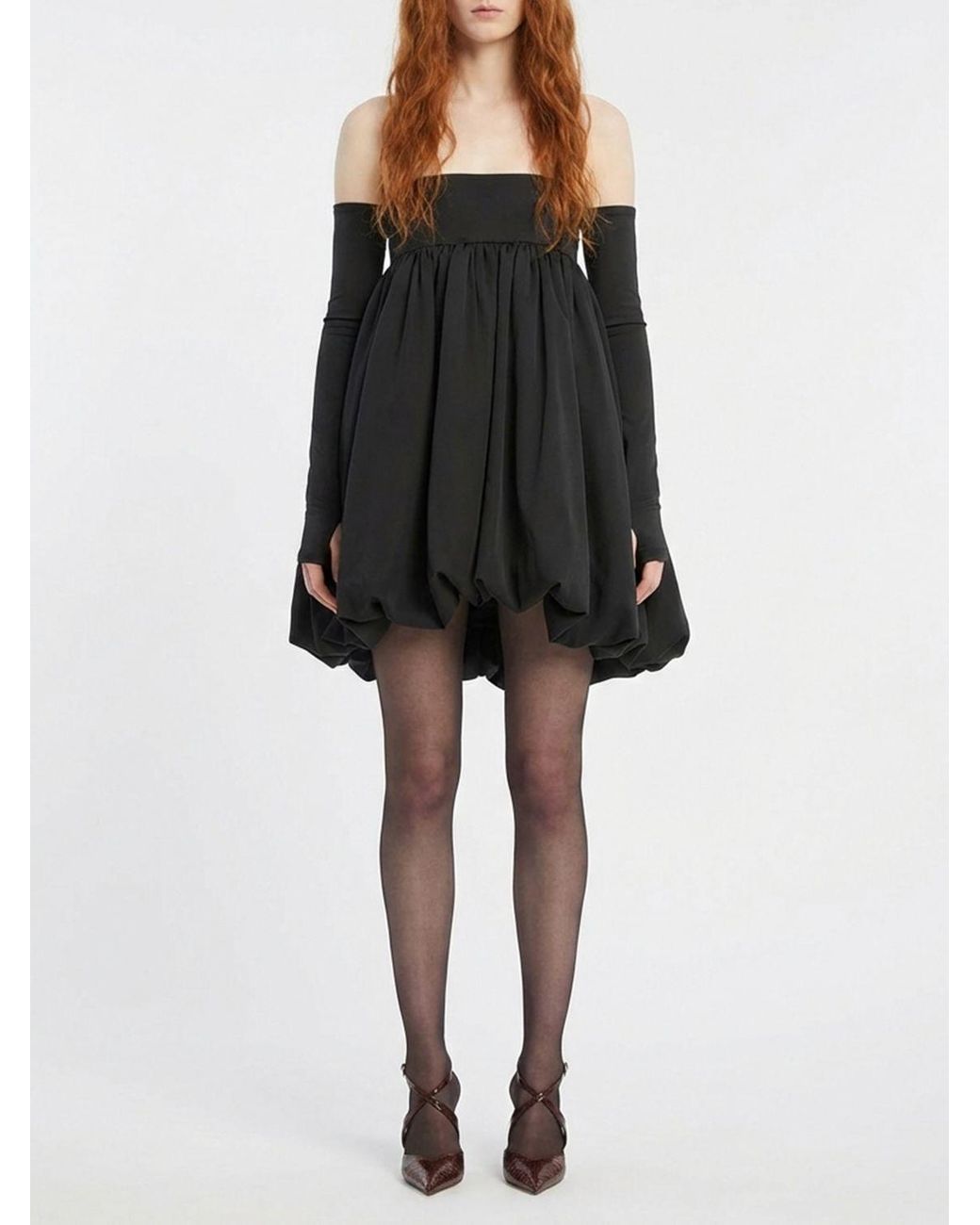 ROTATE BIRGER CHRISTENSEN Black Balloon Polyester Dress