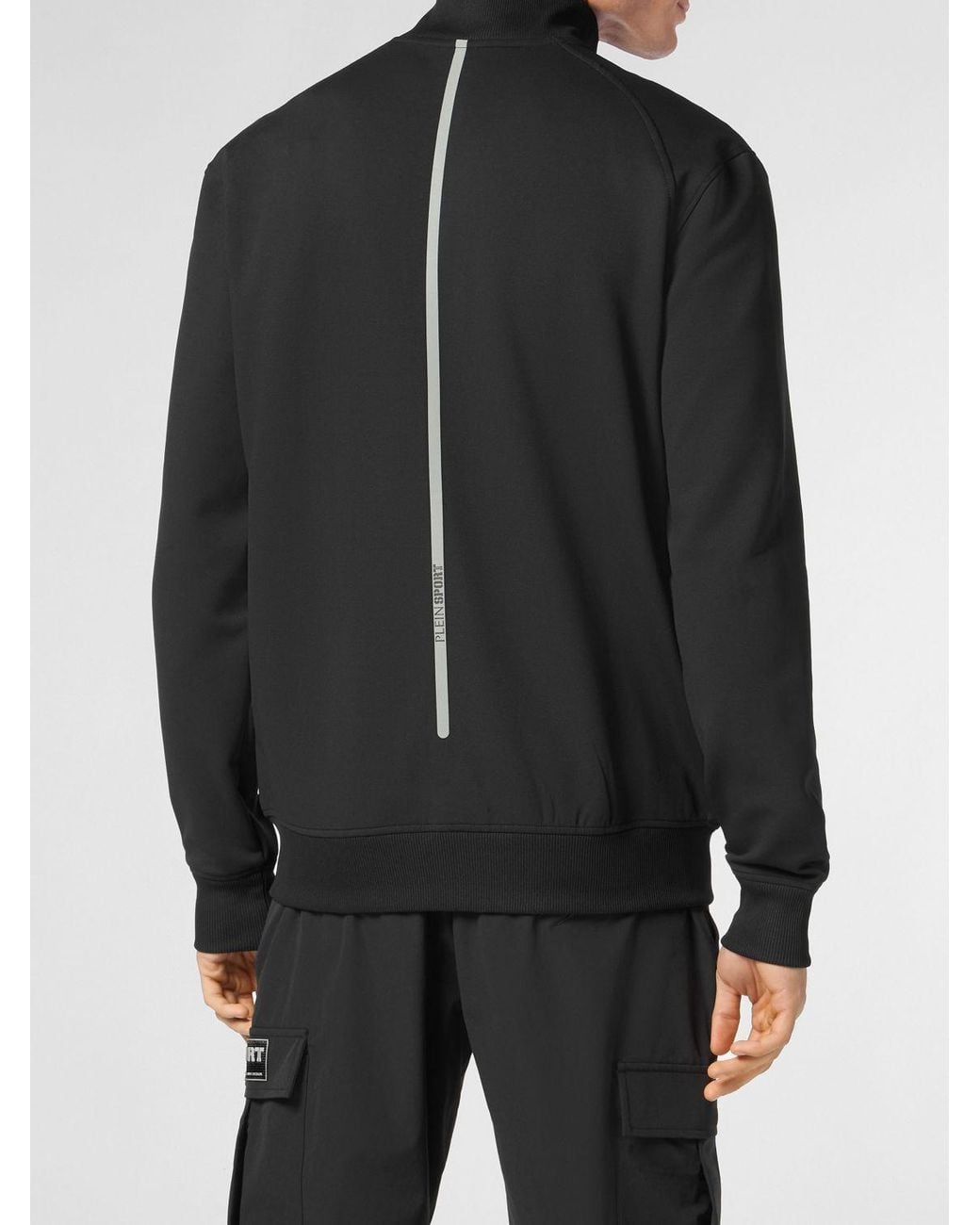 Philipp Plein Gray High Neck Zip-Up Jersey Track Jacket for men
