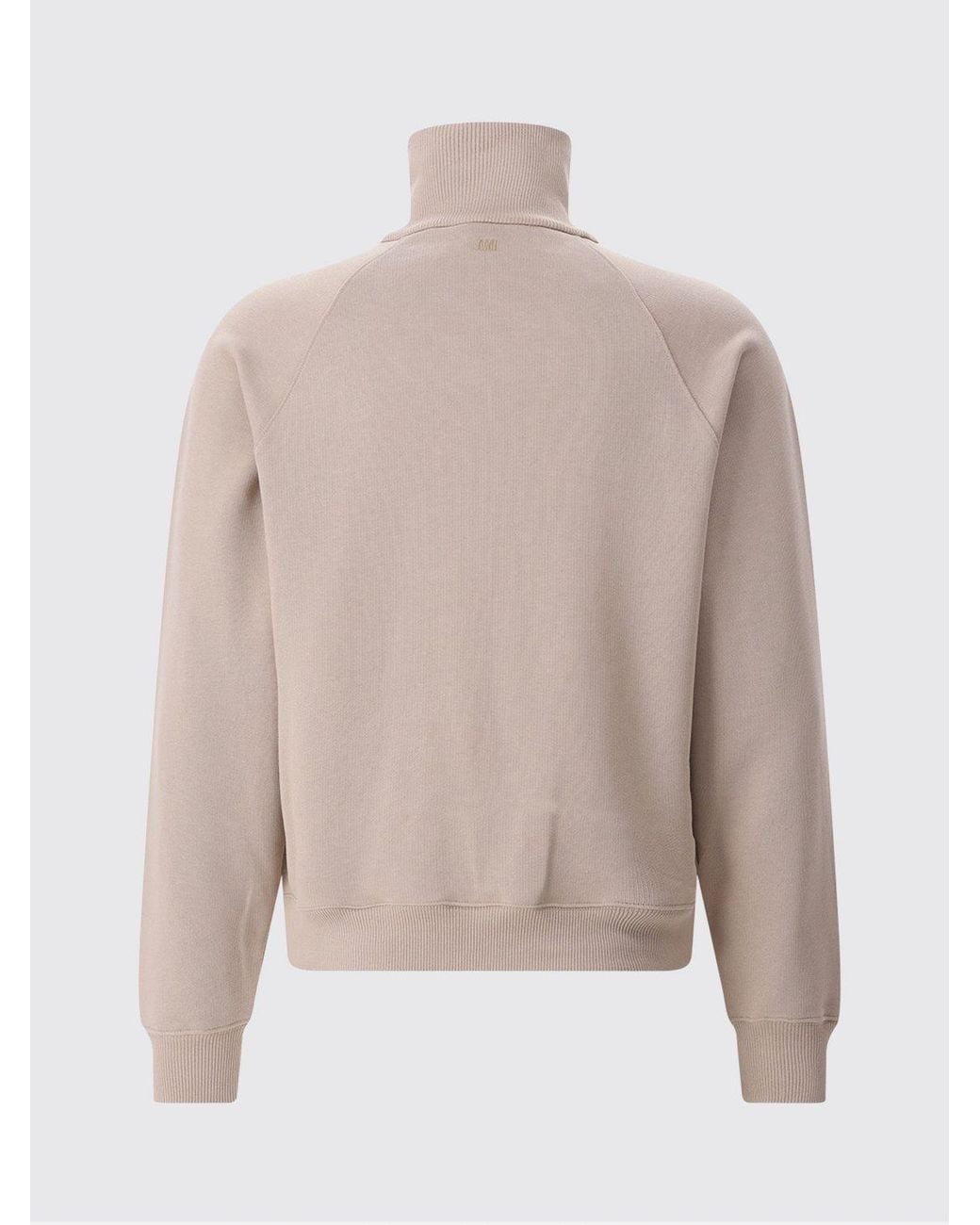 AMI Blue Pure Cotton Sweatshirt With High Neck And Half-Zip Closure for men
