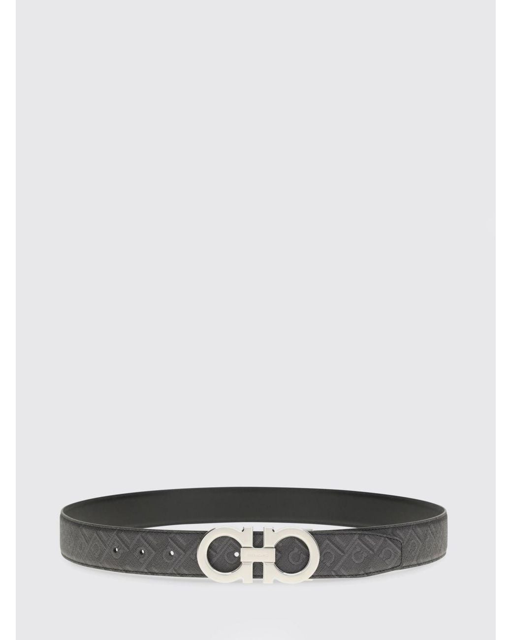 Ferragamo Black Gancini Grained Calfskin Leather Belt for men
