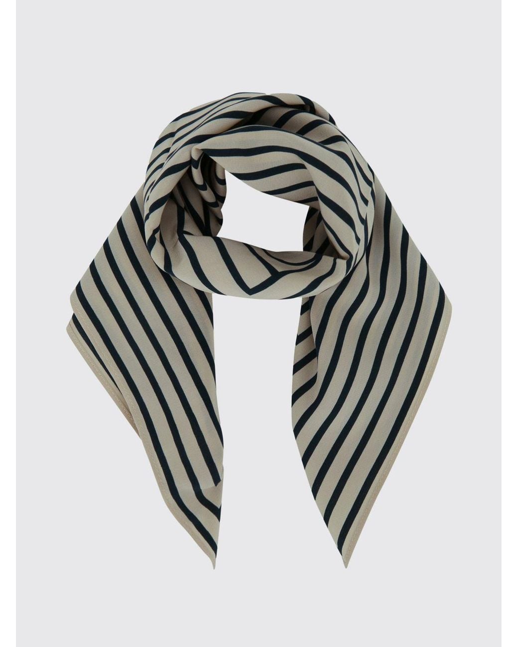 Totême Metallic Striped Silk Square Scarf With Printed Logo