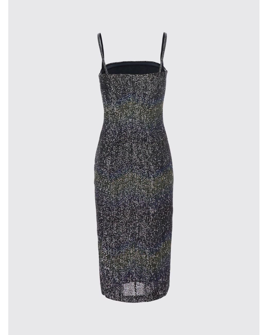 Missoni Blue Lurex Midi Sheath Dress With Sequins And Square Neckline