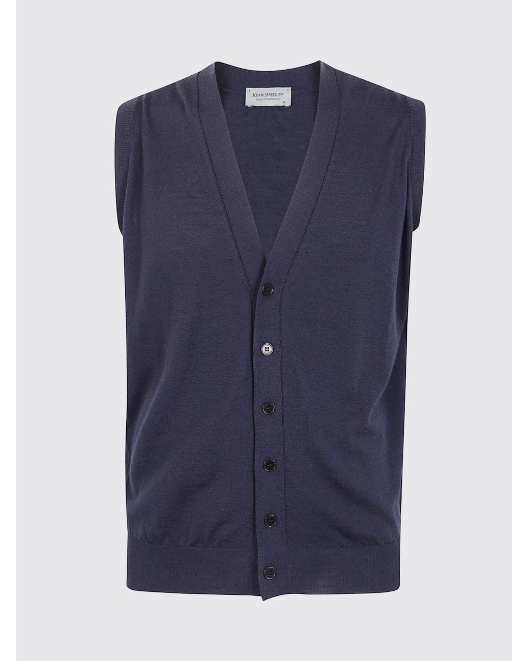 John Smedley V-Neck Knitted Waistcoat in Blue for Men | Lyst