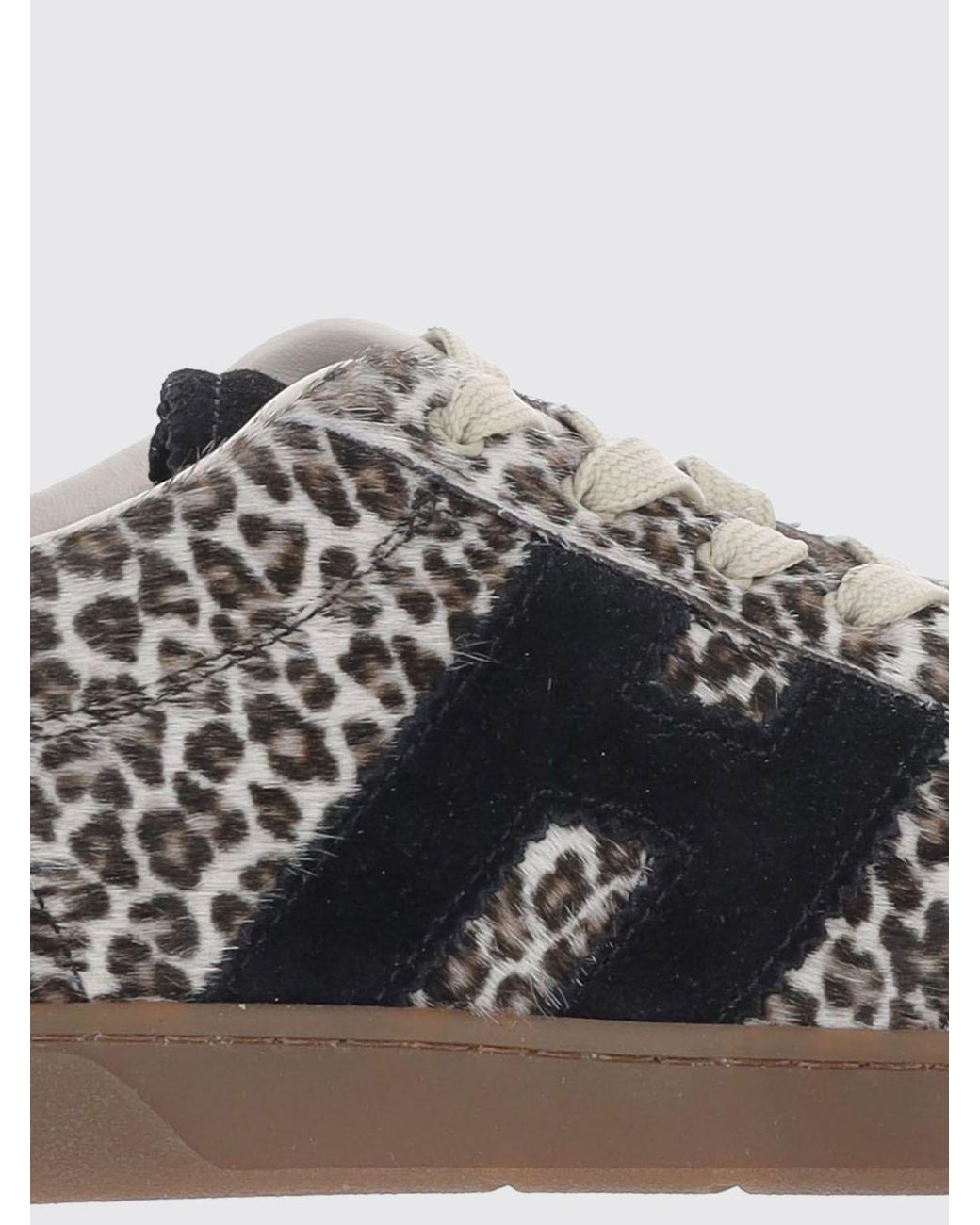 Hogan White Cool Animal Print Pony Hair Trainers With Side H Logo