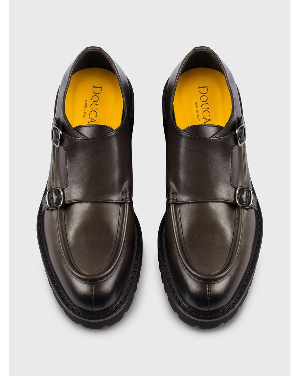 Doucal's White Leather Monk Strap Shoes for men