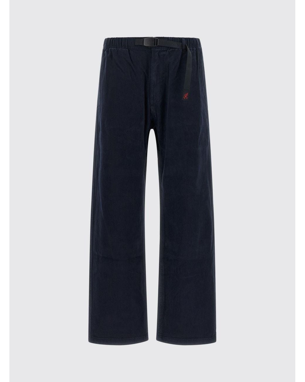 Gramicci Blue Wide Leg Cotton Trousers With Elasticated Drawstring Waist for men