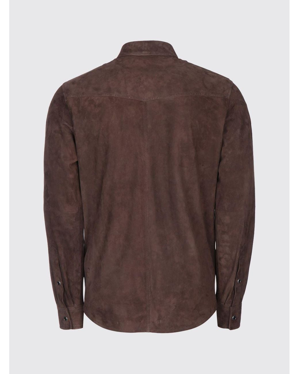 Jacob Cohen Brown Suede Leather Shirt Jacket With Patch Pockets for men