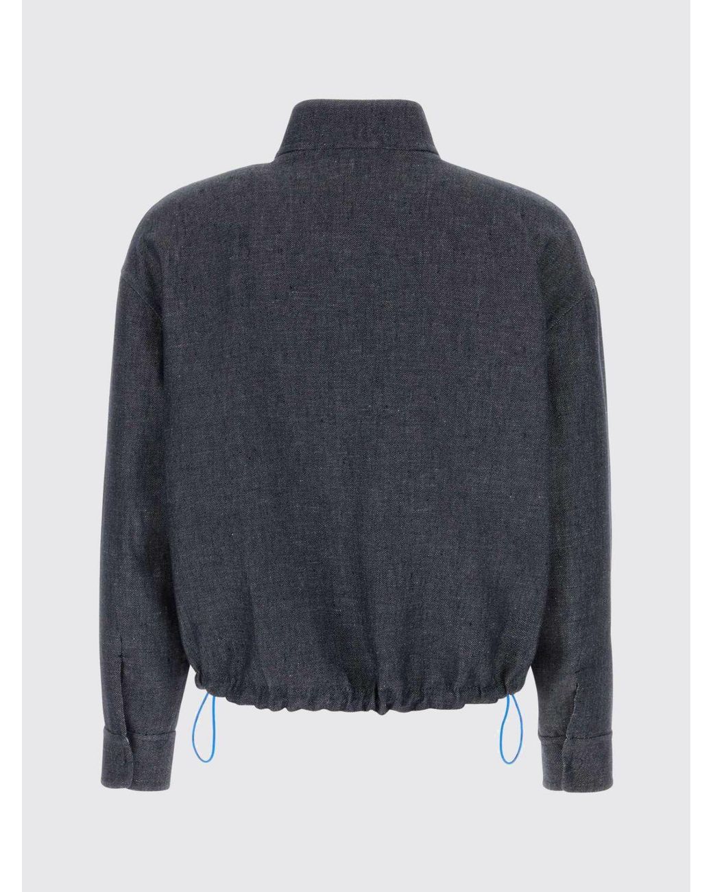 Fendi Blue Linen Cotton And Silk Bomber Jacket for men