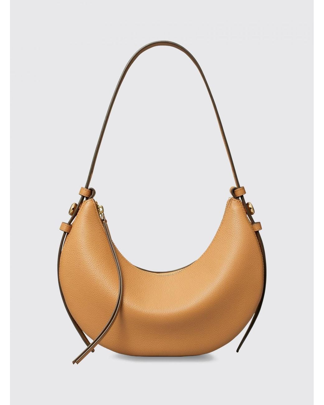Tory Burch White Romy Half-Moon Hammered Leather Shoulder Bag