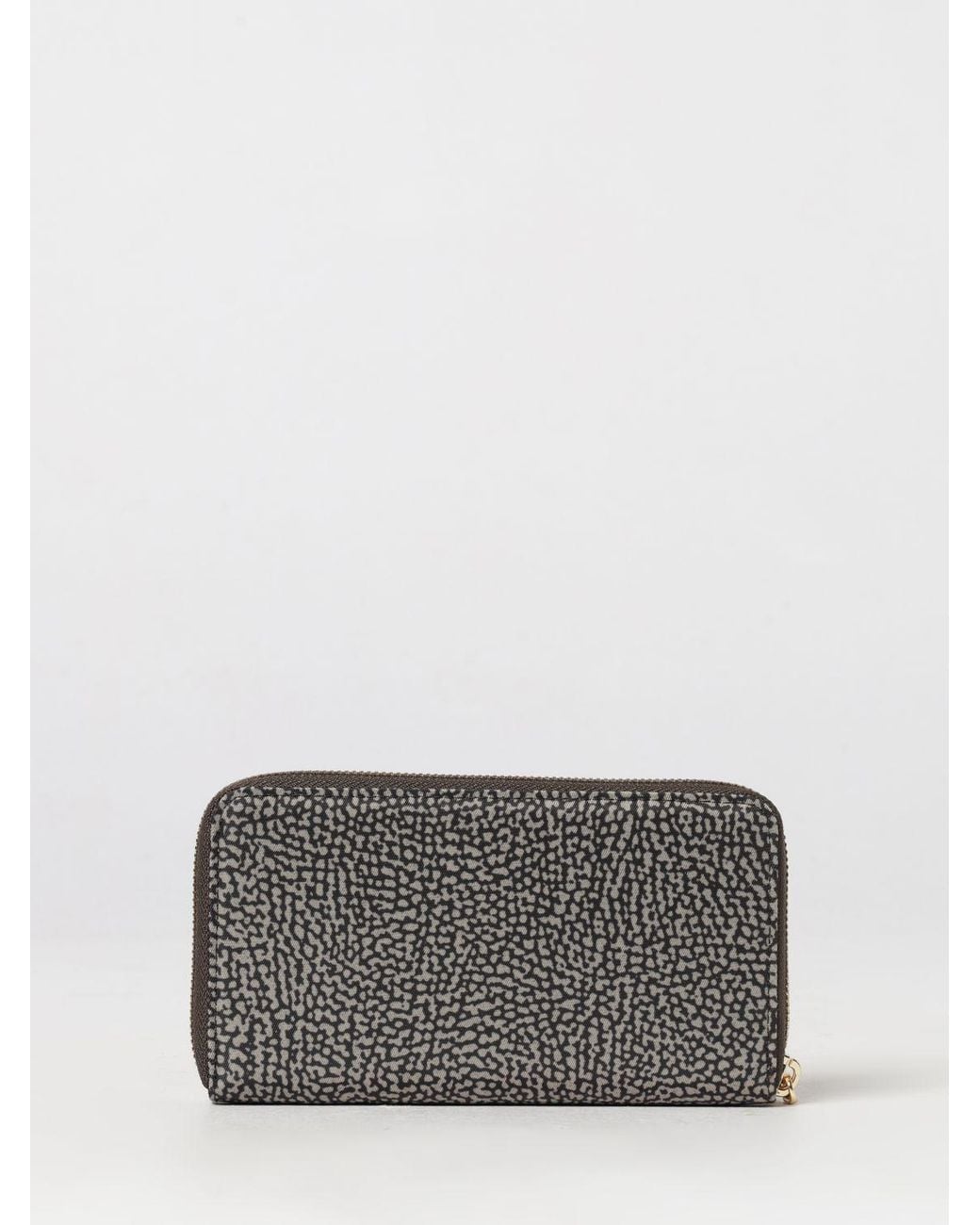 Borbonese Gray Continental Polka Dot Recycled Nylon Zip-Around Wallet