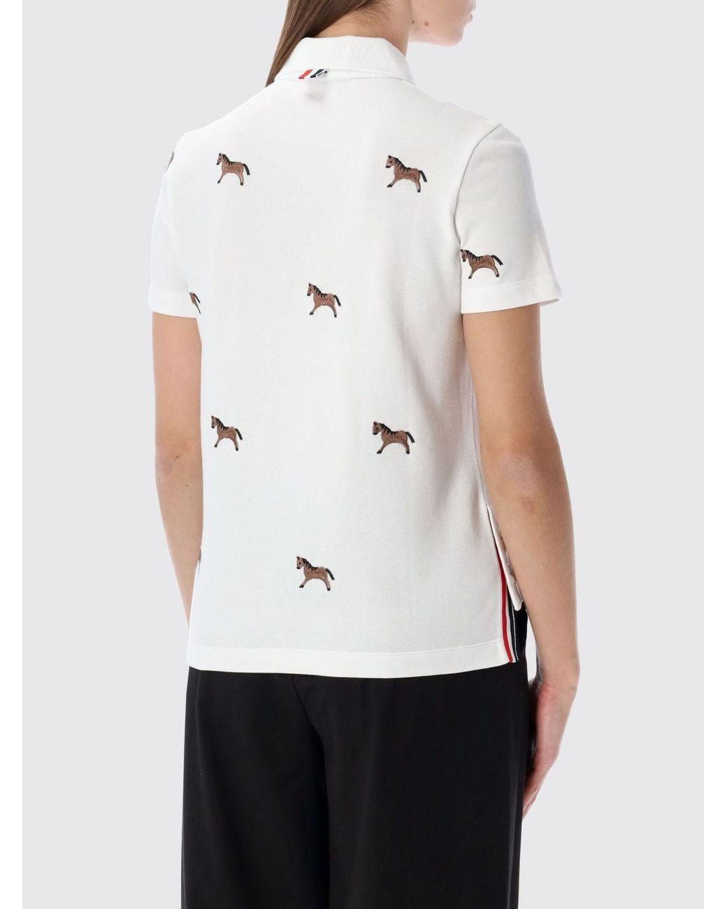Thom Browne White All-Over Horse Cotton Polo