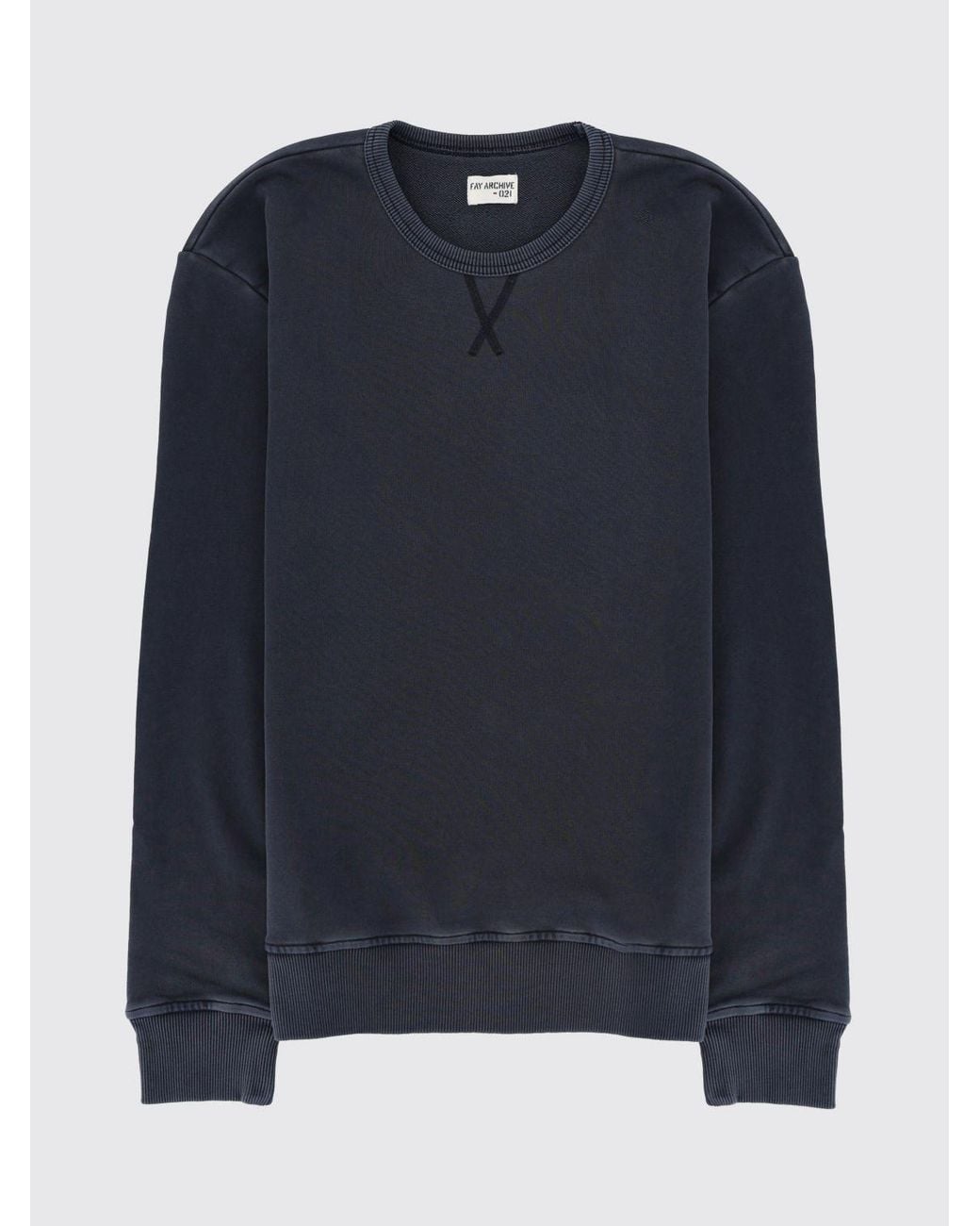 Fay Blue Cotton Crew Neck Sweatshirt for men