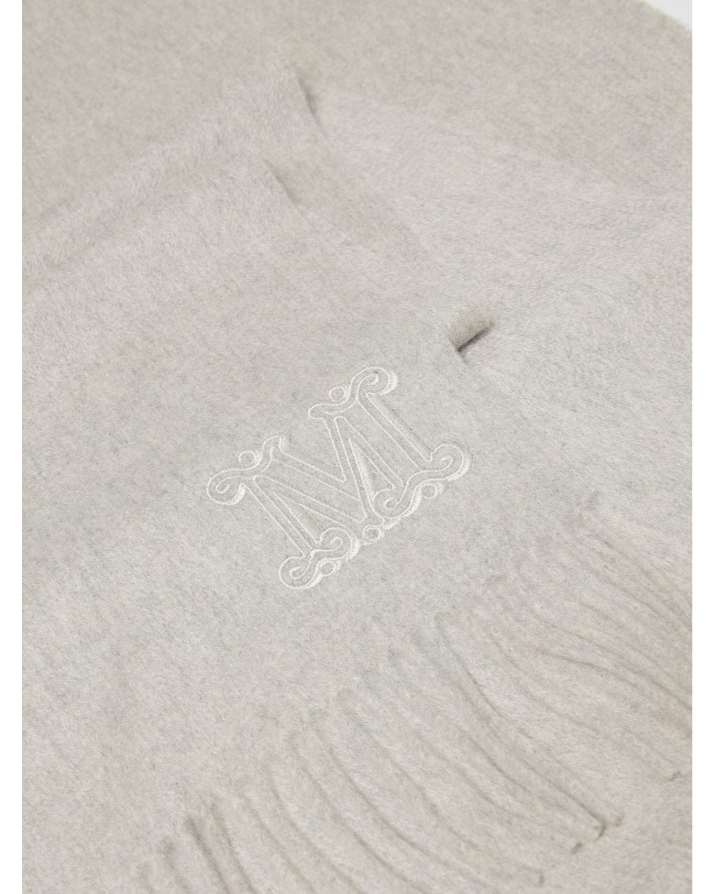 Max Mara White Dalia Cashmere Scarf