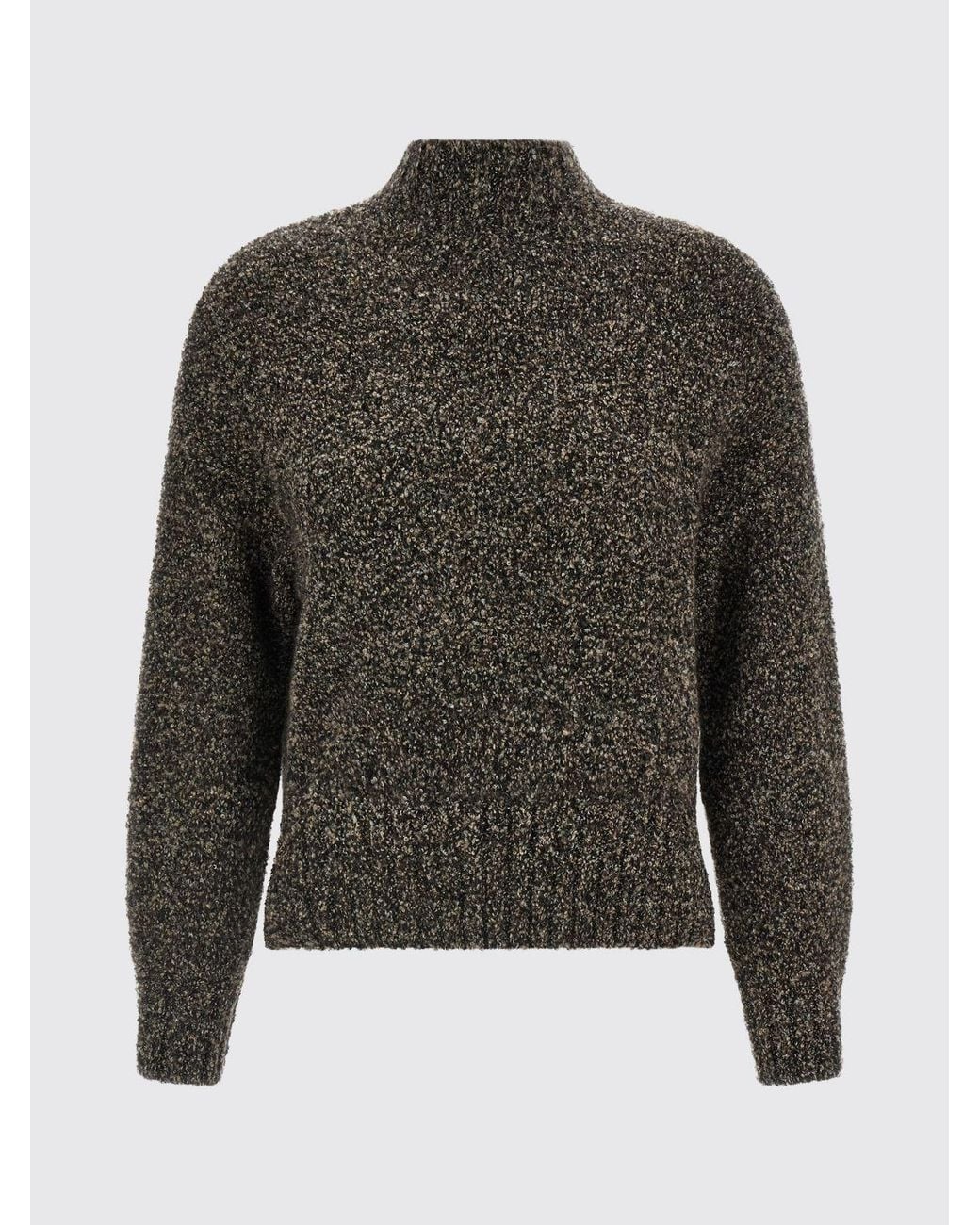 Agnona Gray High-Neck Ribbed-Trim Jumper