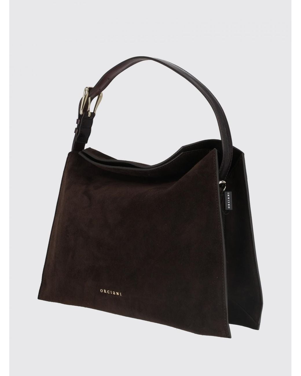 Orciani Black Trinity Suede Calfskin Shoulder Bag With Adjustable Handle