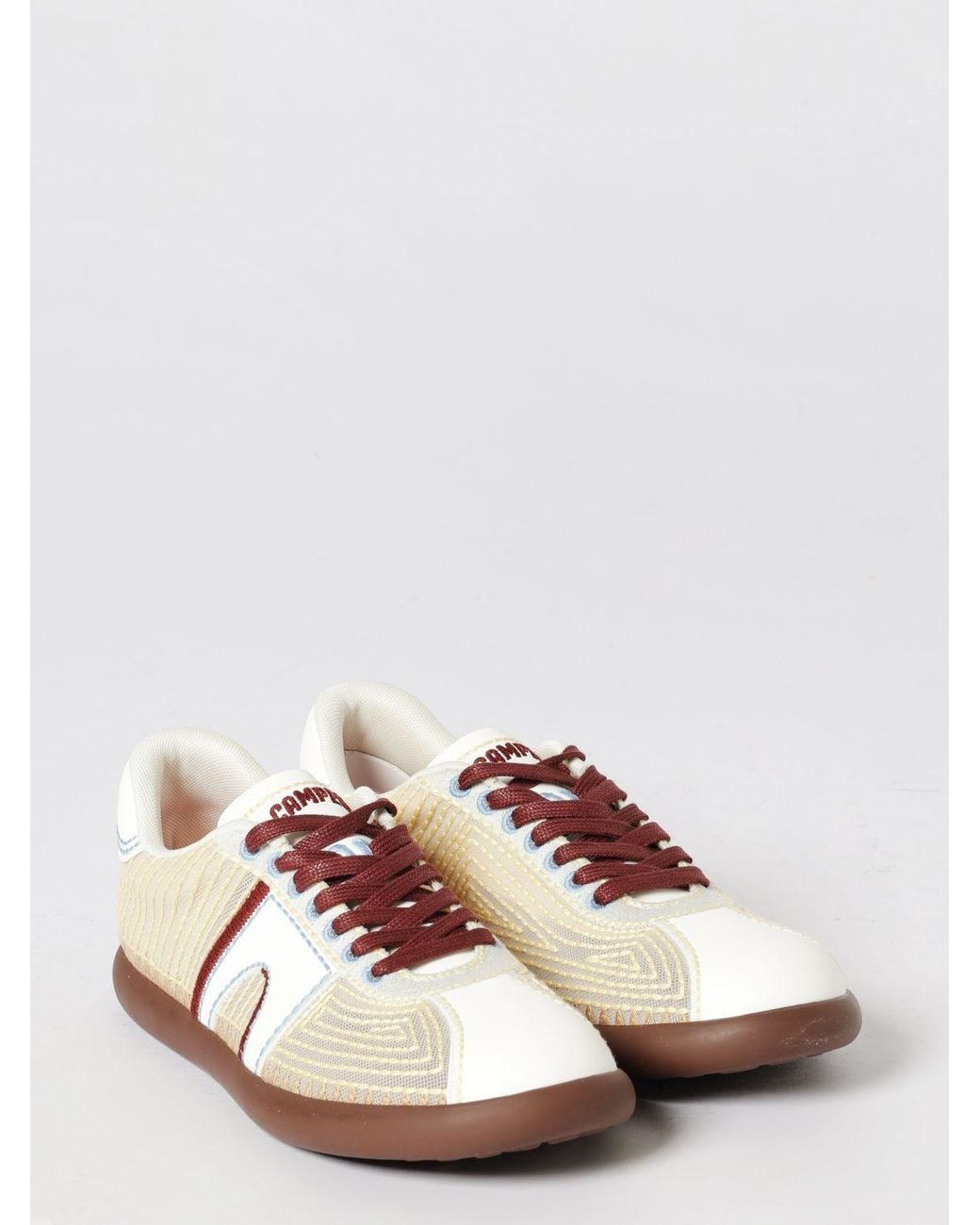 Camper Yellow Pelotas Soller Leather And Recycled Polyester Sneakers With Thread Stitching