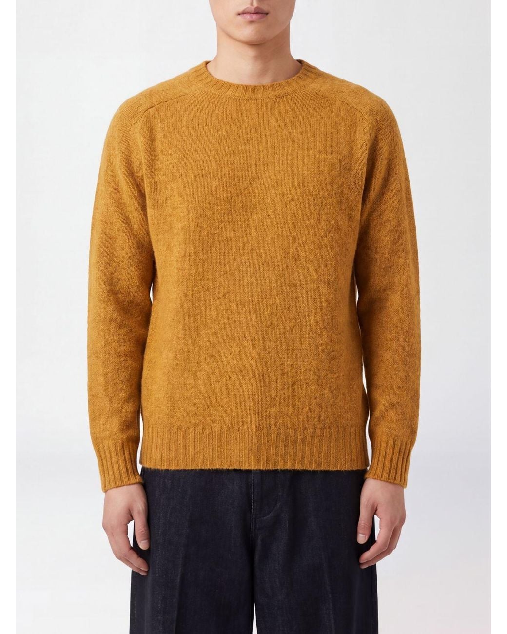 Howlin' By Morrison Blue Crewneck Wool Blend Jumper With Ribbed Trims for men