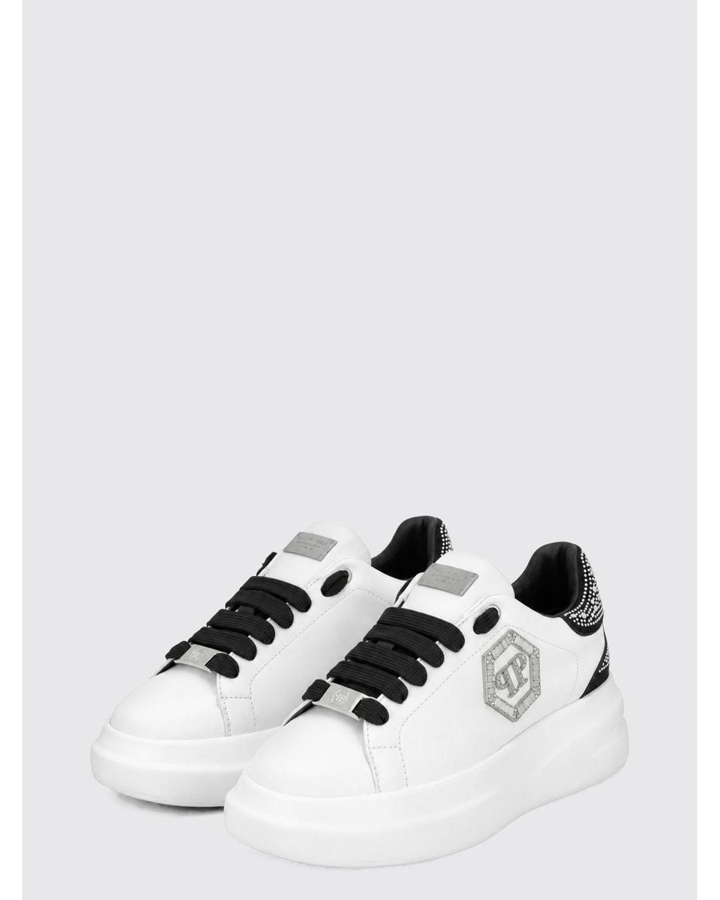 Philipp Plein White Low-Top Sneakers Megastar Strass
