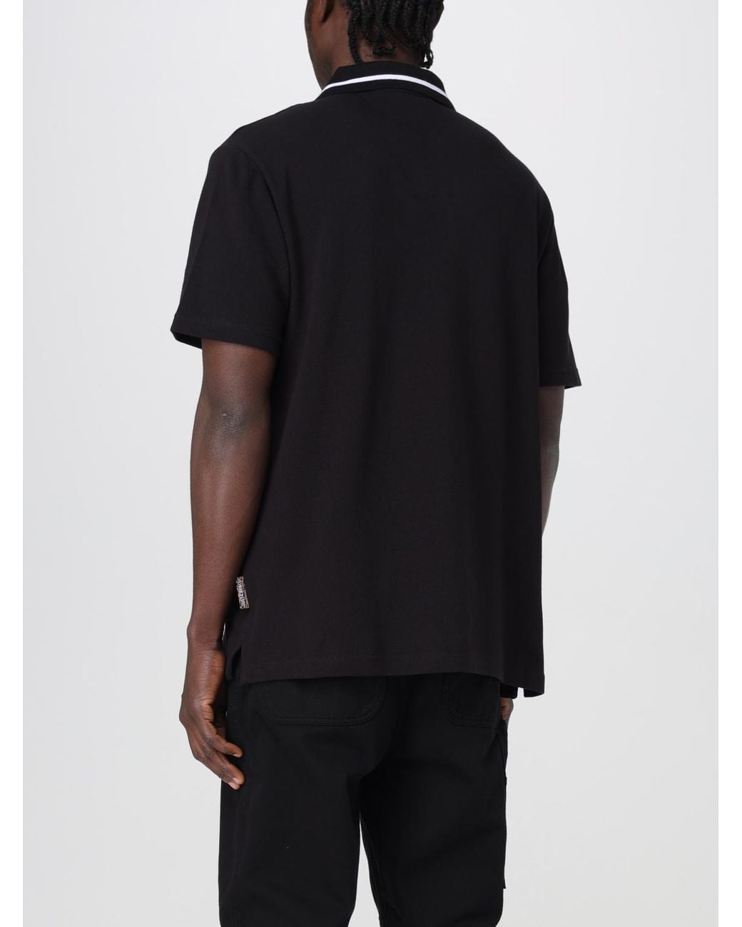 Just Cavalli Black Short Sleeve Polo Shirt Tipped Collar for men