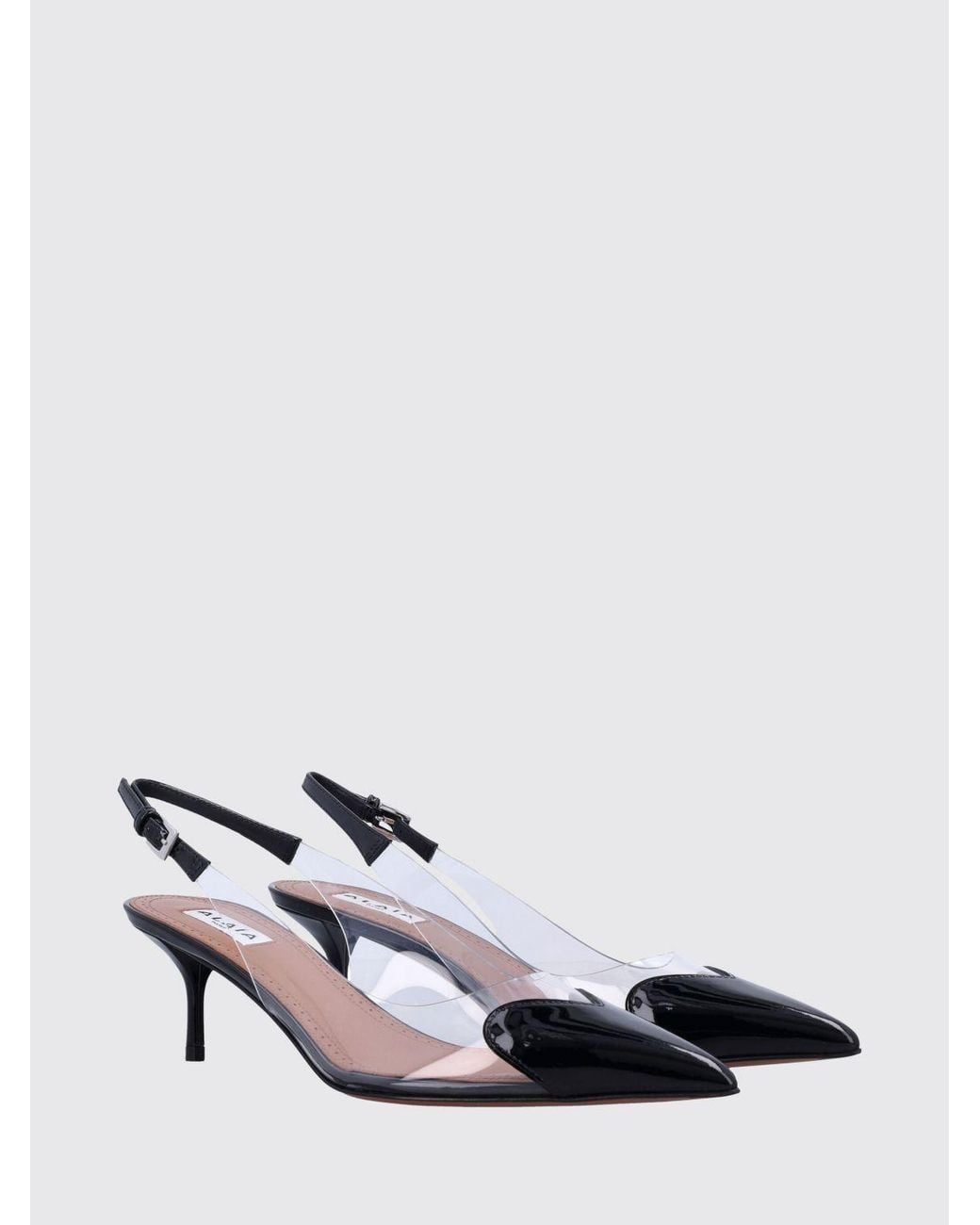 Alaïa White Le Cœur Pvc And Patent Leather Slingbacks