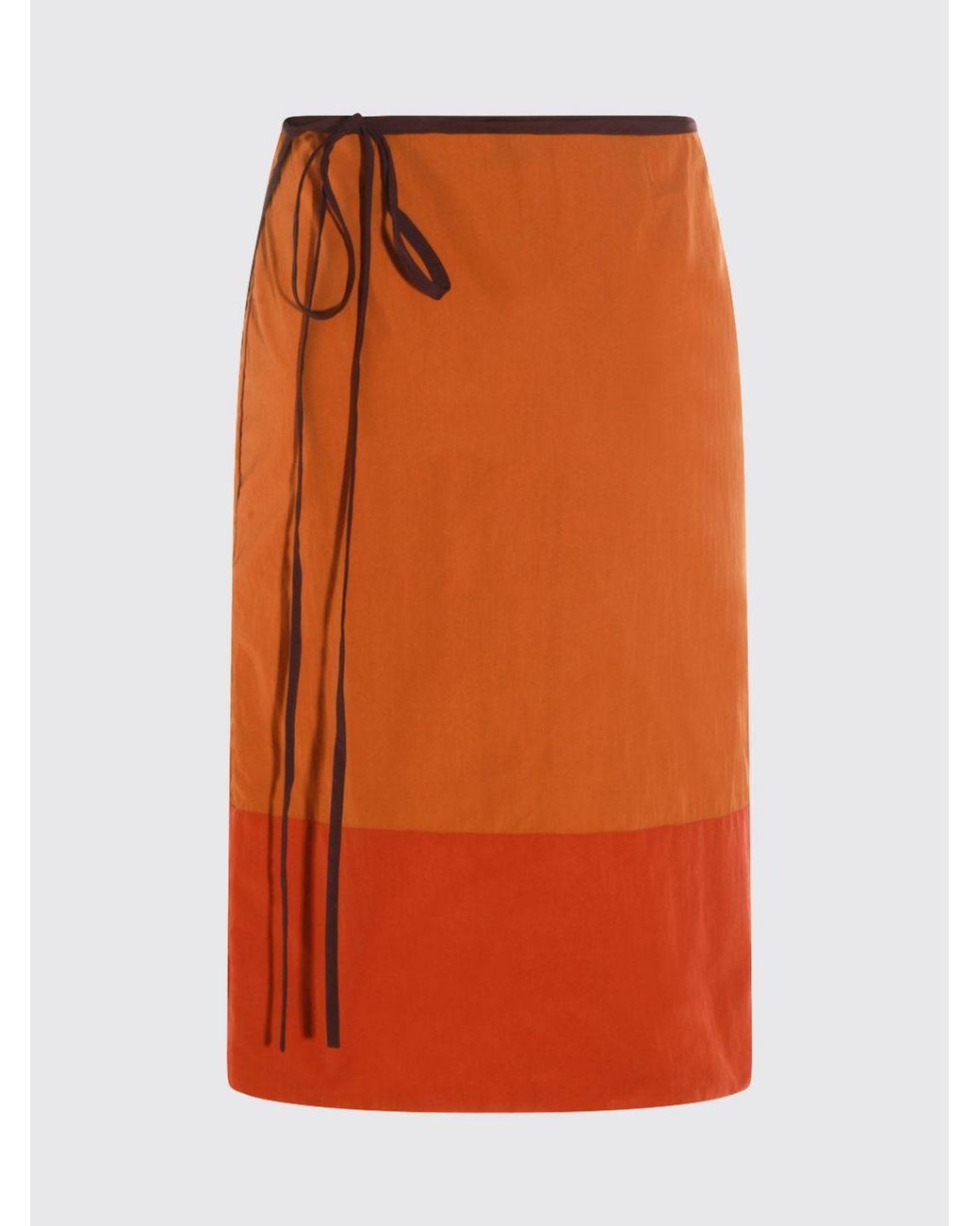 Saint Laurent Orange Polyamide Midi Skirt