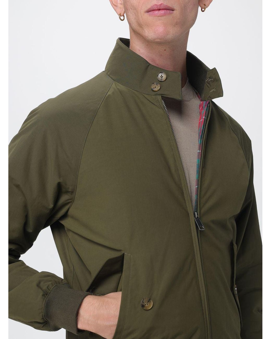 Baracuta Green G9 Thermal Cotton Blend Bomber Jacket With Coolmax Technology And Check Lining for men