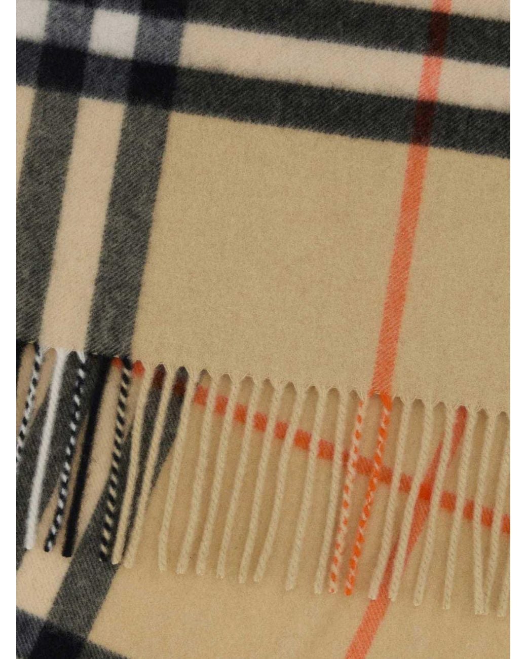 Bufanda De Puro Cashmere Con El Icónico Motivo Check Y Flecos Burberry de hombre de color Metallic