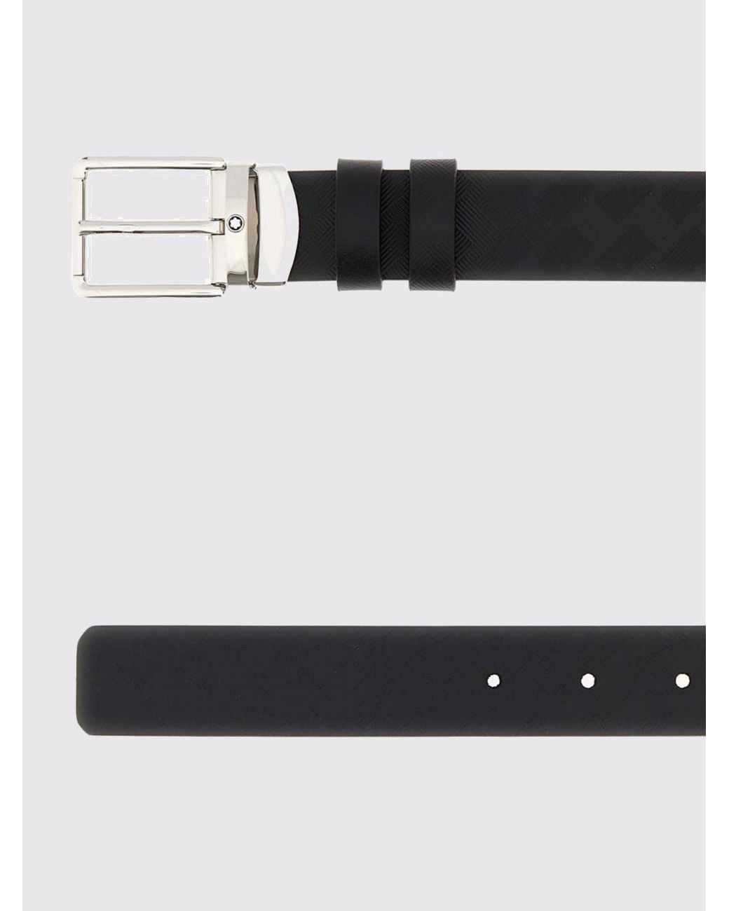 Montblanc White Adjustable Leather Belt With Engraved Logo Metal Buckle for men