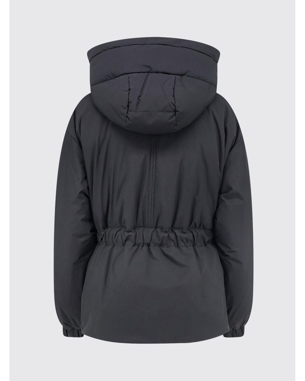 Moorer Blue Padded Cropped Down Jacket With Hood, High Collar And Belt