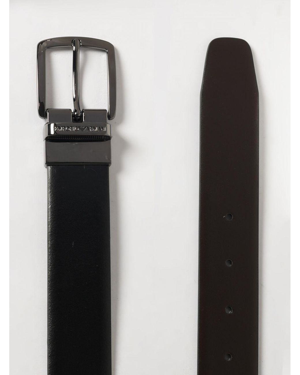 Emporio Armani White Reversible Leather Belt for men