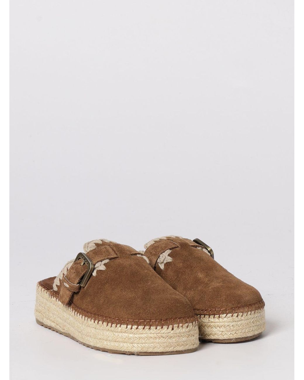 Mou Brown Jute Suede Mules