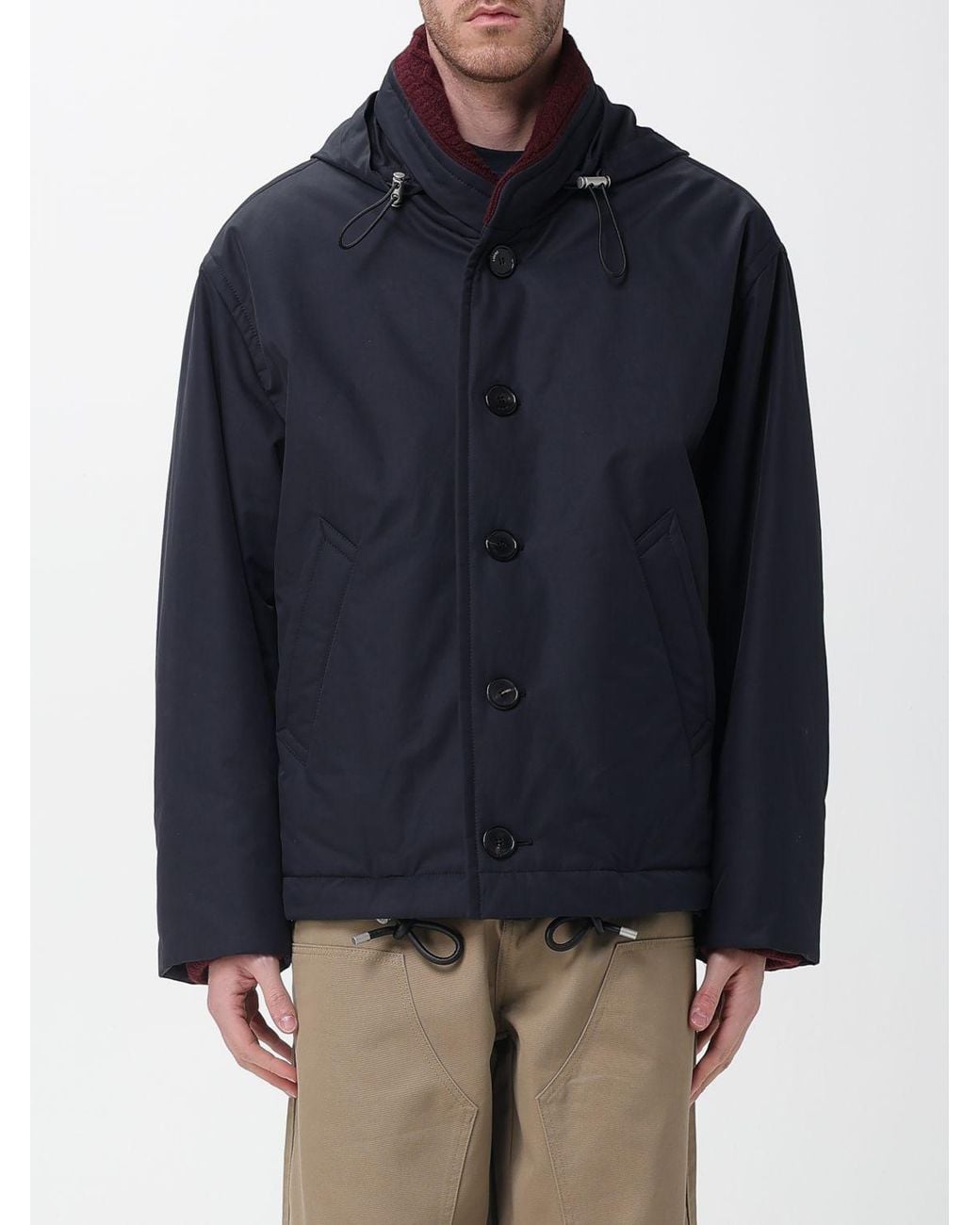 Parka Con Capucha De Mezcla De Algodón Loewe de hombre de color Blue
