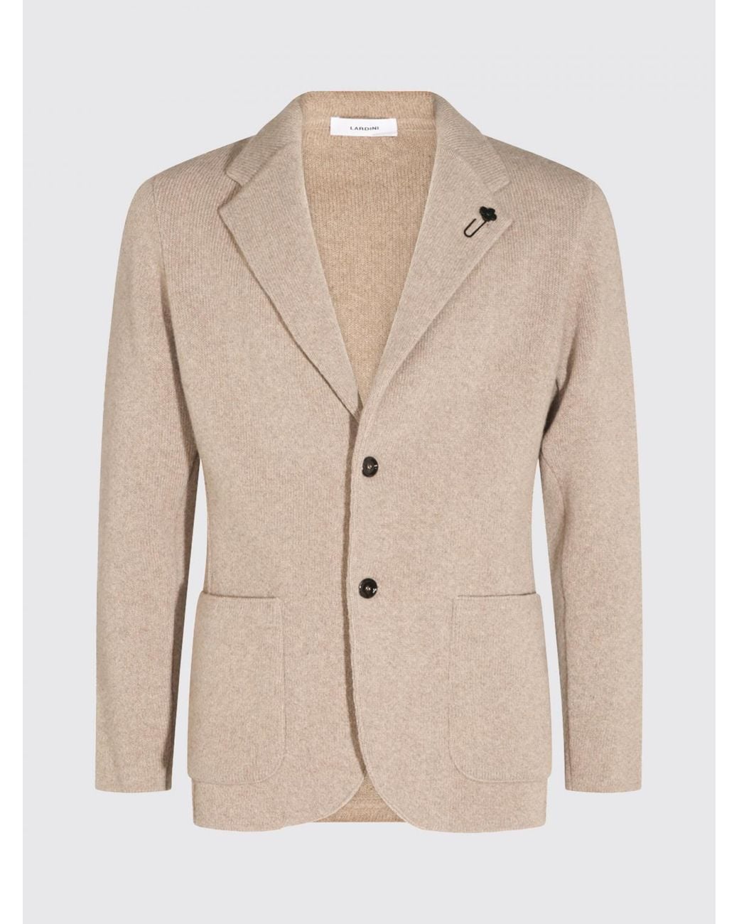 Lardini Natural Single-Breasted Pure Cashmere Blazer With Patch Pockets And Notch Lapels for men