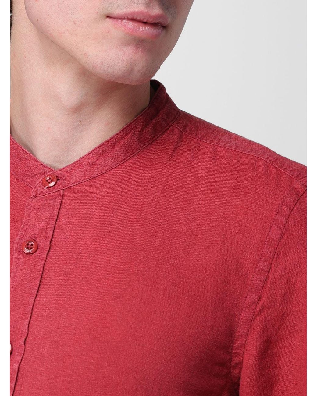 Blauer Red Linen Casual Shirt for men