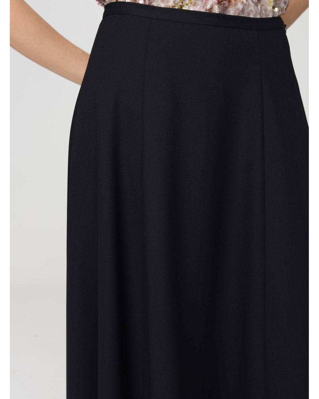 Alberta Ferretti Black Wool Blend Midi Skirt