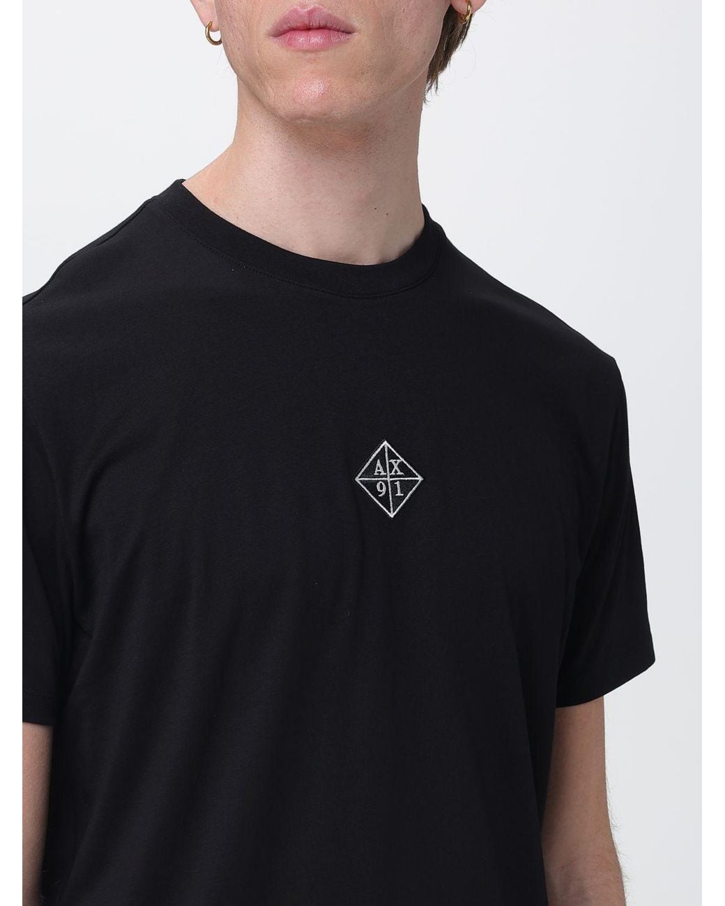 ARMANI EXCHANGE Black Crew Neck T-Shirt With Logo for men