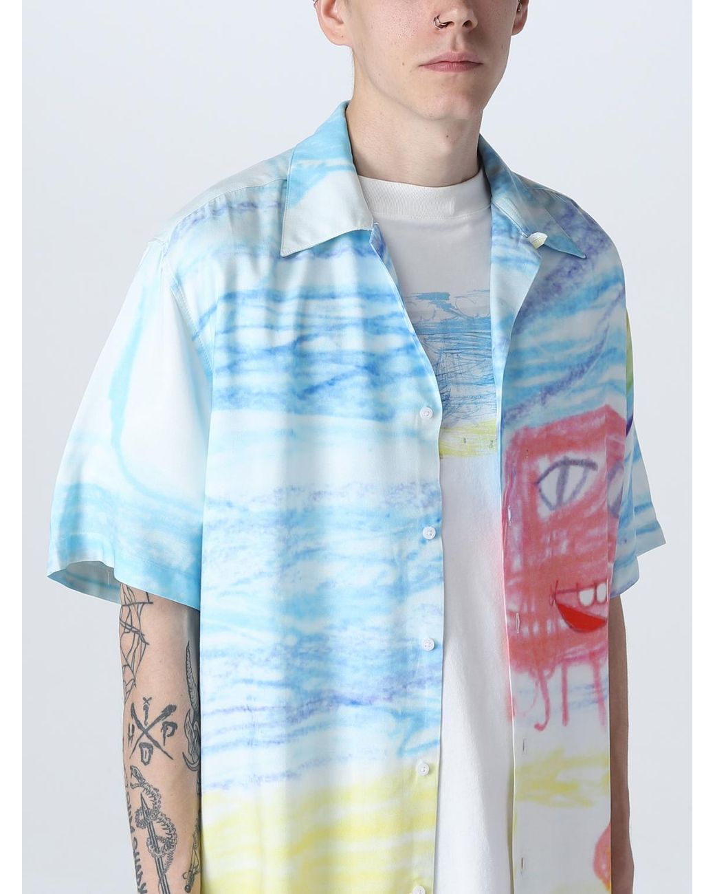 Paura Blue Bowling Shirt X Giglio.com for men