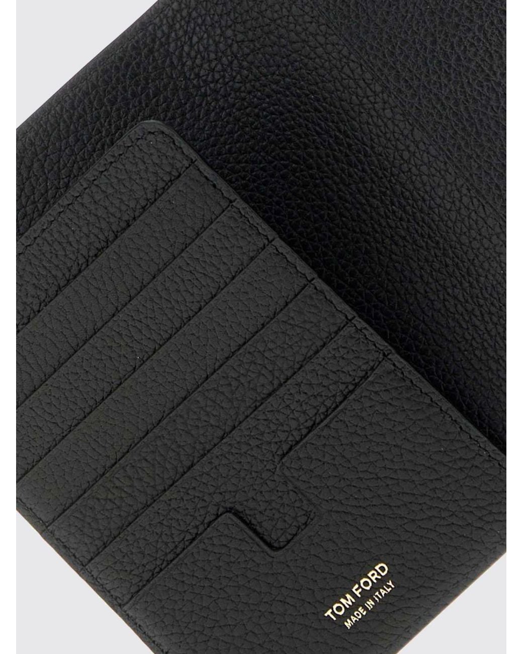Tom Ford White Grained Calfskin Bifold Wallet With Logo for men