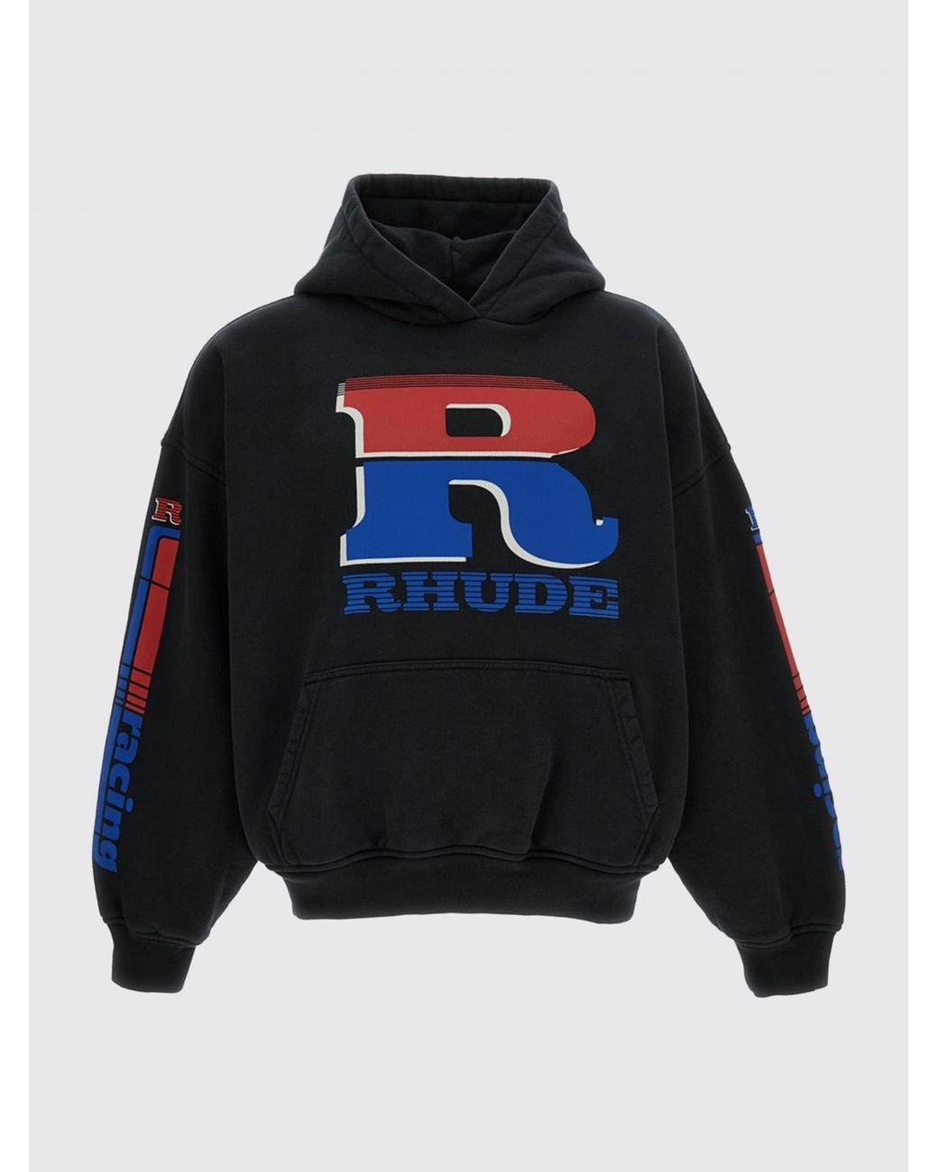 Rhude Black Cotton Hoodie for men