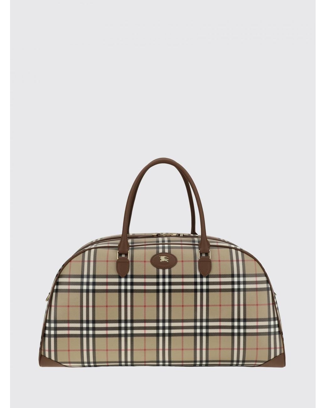 Burberry Natural Vintage Check Waxed Cotton Duffle Bag With Leather Details for men