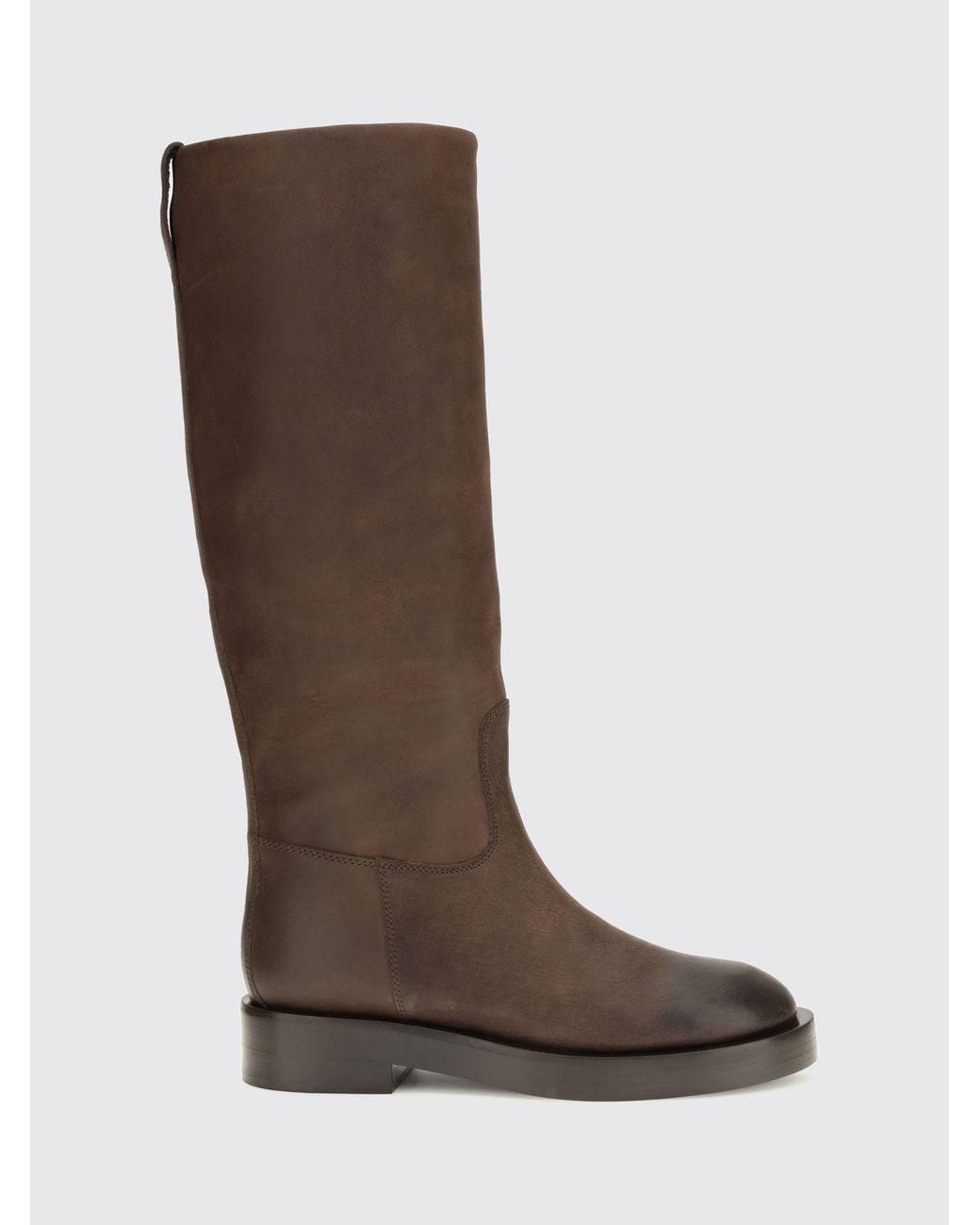 Paris Texas Brown Knee-High Smooth Calf Leather Boots With Low Heel