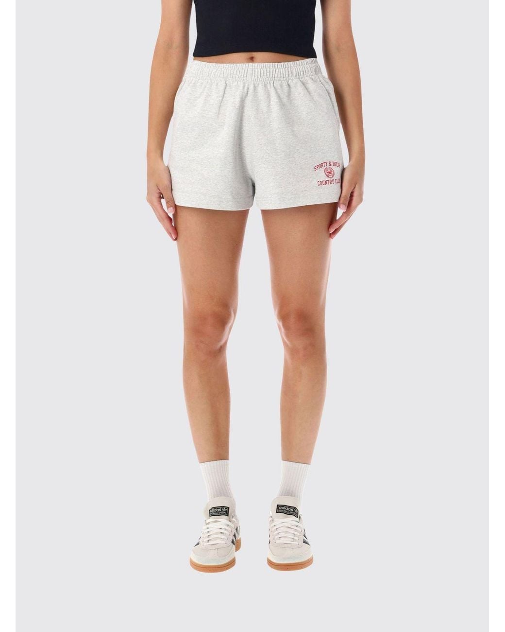 Sporty & Rich White Sporty &Amp Rich Cotton Shorts With Elasticated Waistband And Contrast Logo