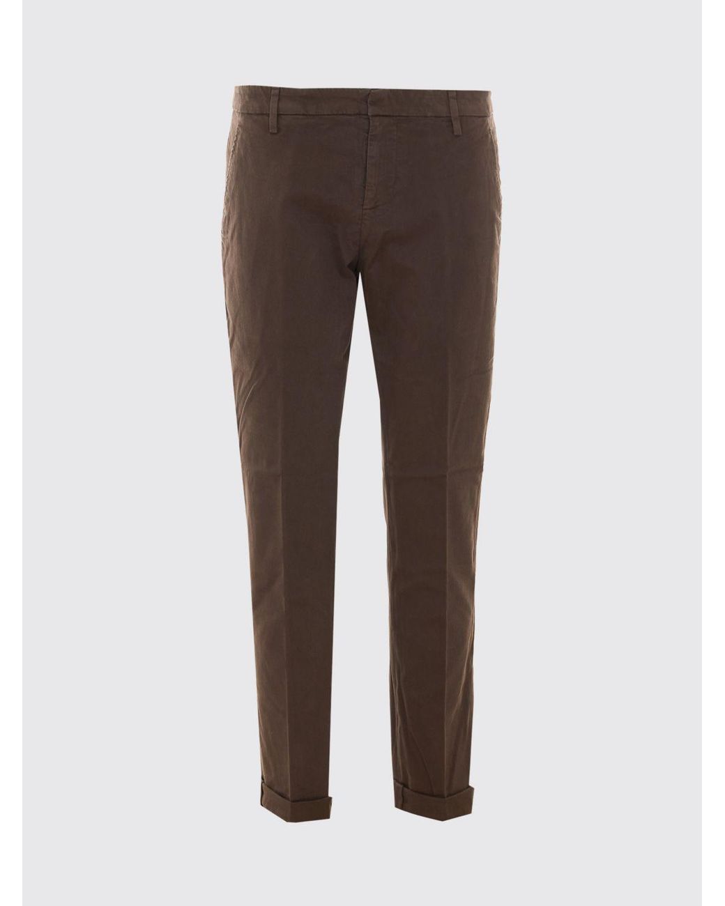 Dondup Brown Gaubert Slim Fit Mid-Rise Velvet Chino Trousers for men