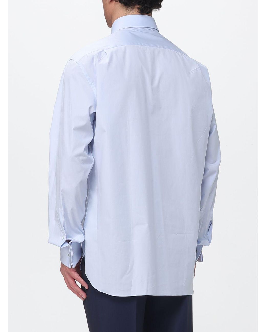 Zegna Blue Classic Stretch Poplin Shirt for men