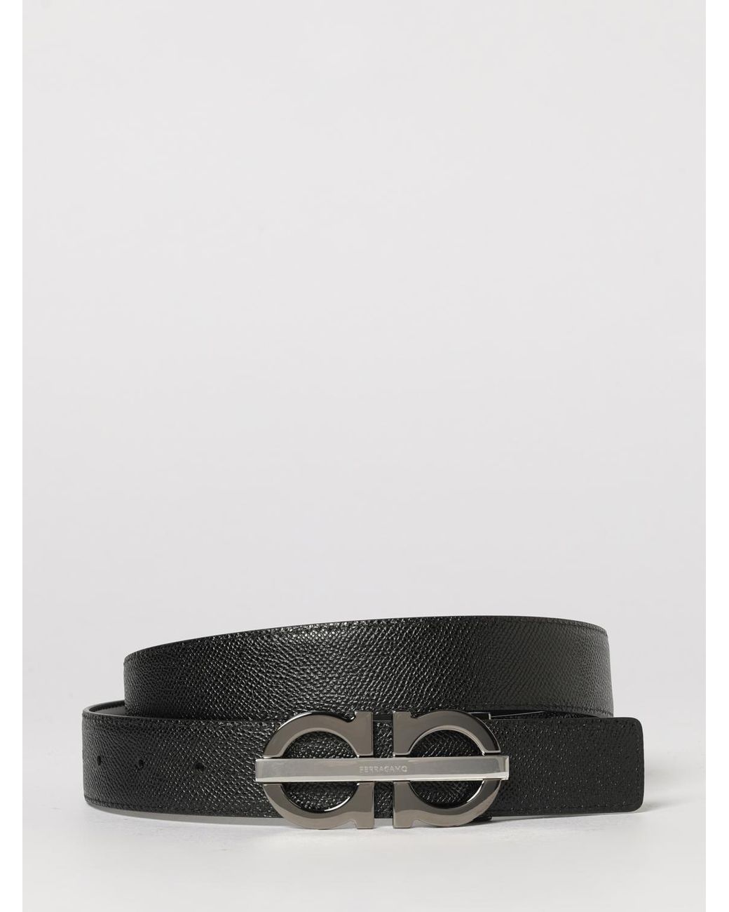 Ferragamo White Gancini Calf Leather Belt for men