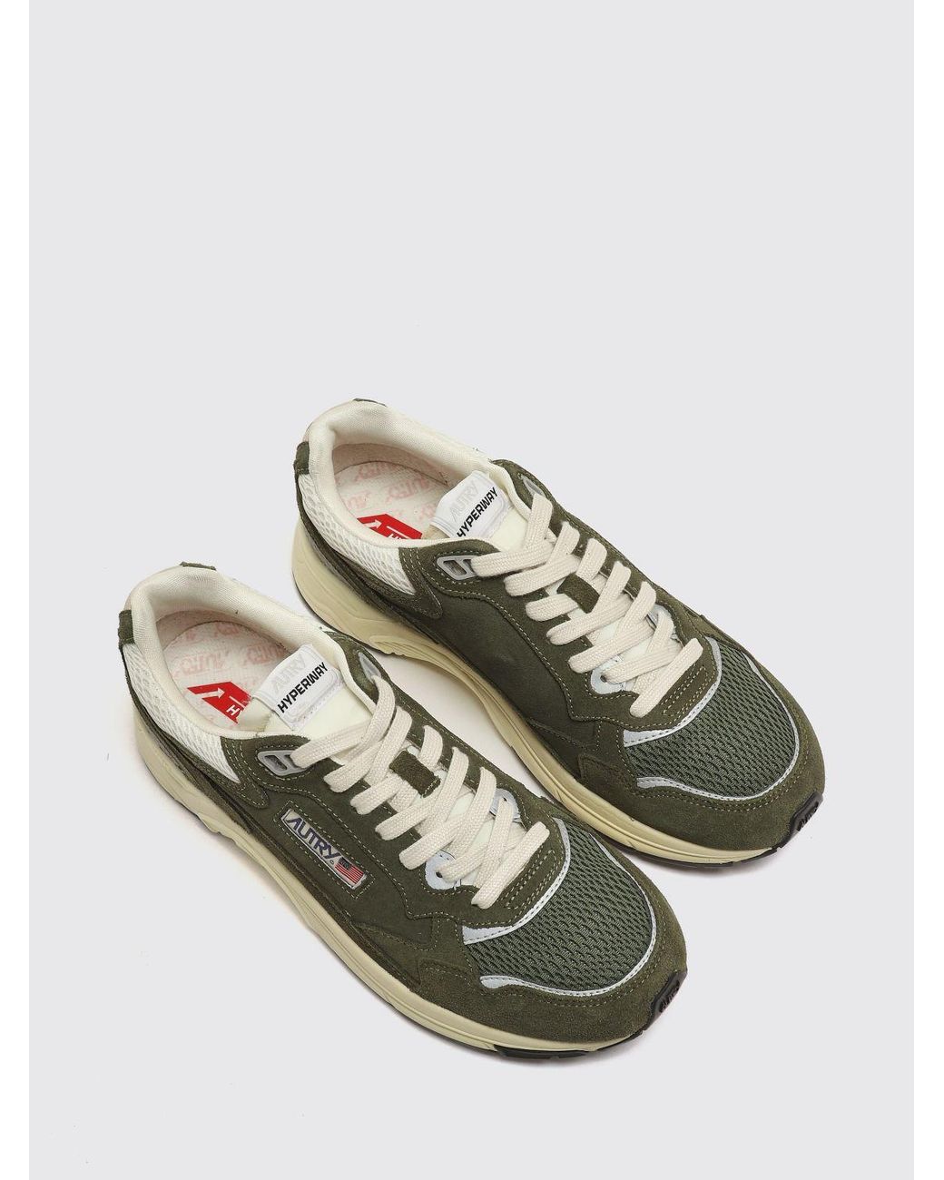 Autry Green Hyperway Bicolour Leather And Mesh Low-Top Sneakers for men
