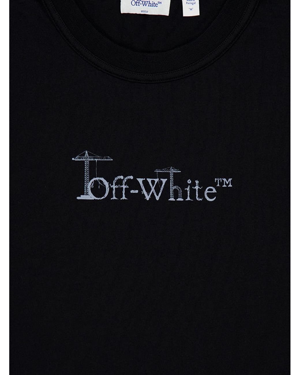 Off-White c/o Virgil Abloh Black Crewneck Cotton T-Shirt With Contrasting Arrow Logo Print for men