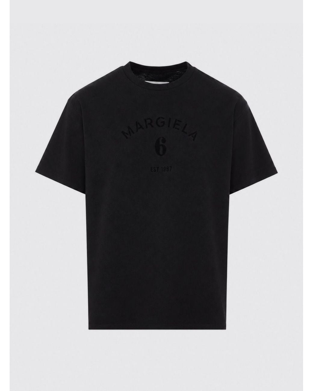 MM6 by Maison Margiela Black Cotton Crewneck T-Shirt With Dropped Shoulders for men
