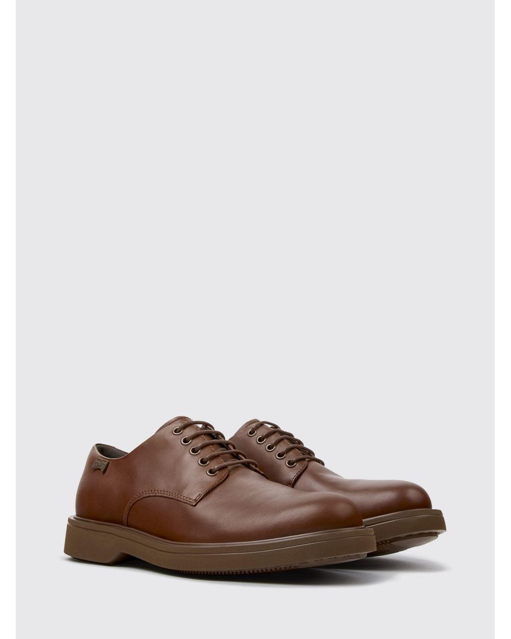 Camper Brown Norman Smooth Leather Derby Shoes With Xl Extralight Ultralight Sole for men